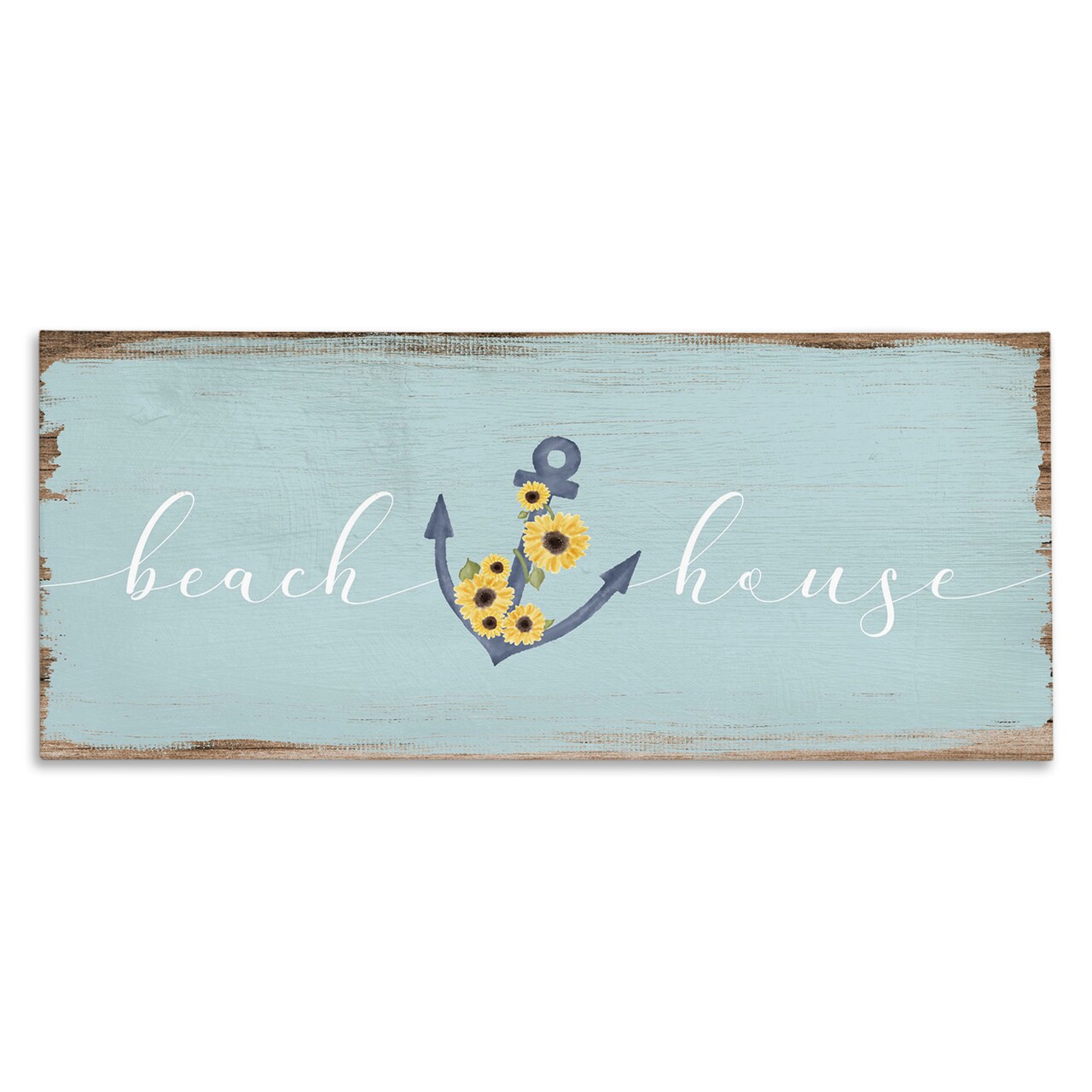 Stupell Industries Beach House with Floral Anchor Canvas Wall Art